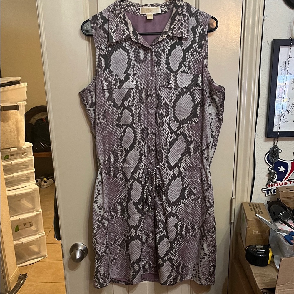 Michael Kors Purple Snake Print Mini Dress